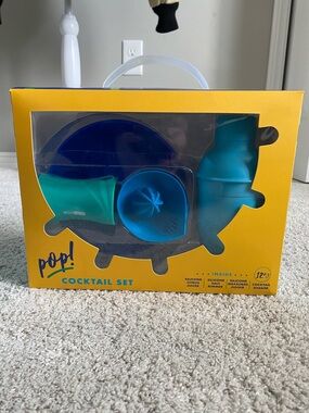 Pop! Silicone Cocktail Barware Set featuring blue and green unbreakable tools